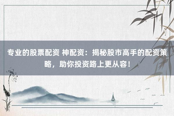 专业的股票配资 神配资：揭秘股市高手的配资策略，助你投资路上更从容！