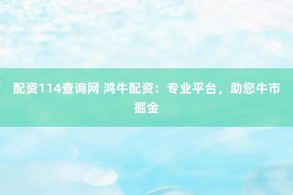 配资114查询网 鸿牛配资：专业平台，助您牛市掘金