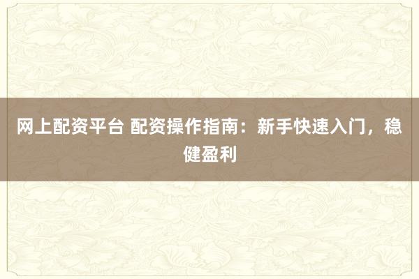 网上配资平台 配资操作指南：新手快速入门，稳健盈利