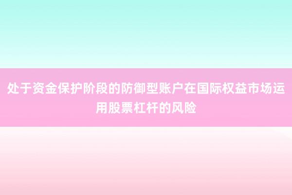 处于资金保护阶段的防御型账户在国际权益市场运用股票杠杆的风险